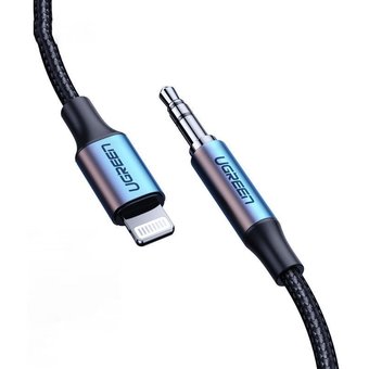  Кабель UGreen US315 (70509) Lightning to 3.5mm Aux Cable Aluminum Shell в оплетке 1 м черный 
