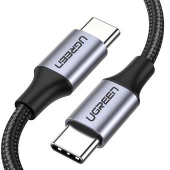  Кабель круглый UGreen US261 (50150) USB 2.0 C M/M Round Cable Nickel Plating Aluminum Shell 1 м серо-черный 