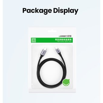  Кабель круглый UGreen US261 (50150) USB 2.0 C M/M Round Cable Nickel Plating Aluminum Shell 1 м серо-черный 