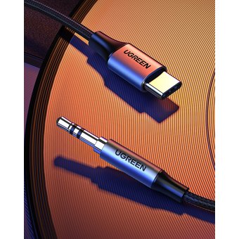  Кабель круглый UGreen AV143 (30633) USB-C Audio Cable 3.5mm M/M Aluminum Shell 1 м темно-серый 