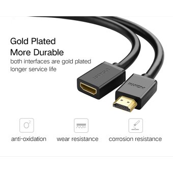  Кабель UGreen HD107 (10141) HDMI Male to Female Cable в оплетке 1 м черный 