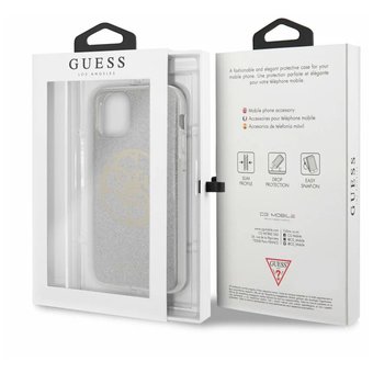  Чехол Guess для iPhone 11 Pro чехол 4G Circle Logo Hard PC/TPU Glitter Light grey 