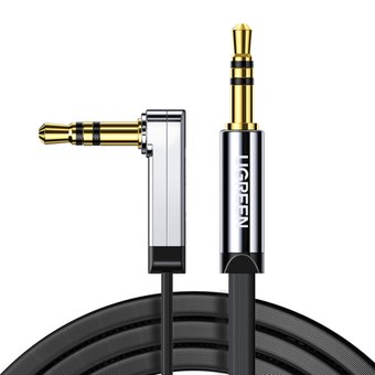  Кабель угловой UGreen AV119 (10597) 3.5mm Male to 3.5mm Male Straight to angle flat Cable 1 м черный 