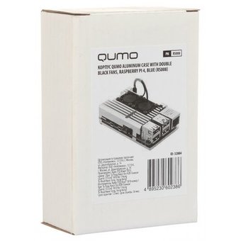  Корпус Qumo (RS008) Aluminum case with double black fans, Raspberry Pi 4, blue 