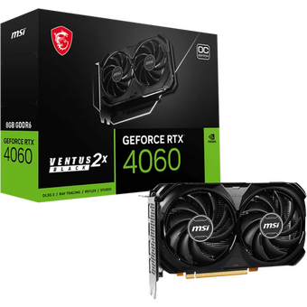  Видеокарта MSI RTX4060 Ventus 2X Black 8GB OC GDDR6 128-bit DPx3 HDMI ATX 2Fan 