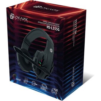 Наушники с микрофоном OKLICK HS-L355G черный 1.8м мониторные оголовье (1939807) 