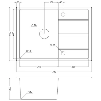  Мойка для кухни EMAR Quartz EMQ-1700.Q оникс 