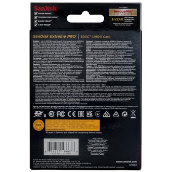  Карта памяти SanDisk SDSDXDK-256G-GN4IN SD 256GB SDXC Class 10 V90 UHS-II U3 Extreme Pro, 300MB/s 