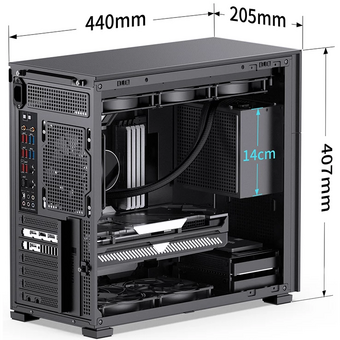  Корпус JONSBO D41 STD Black без БП, боковая панель из закаленного стекла, mini-ITX, micro-ATX, ATX, черный 