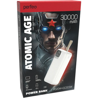  Powerbank Perfeo Atomic Age PF_E1477 30000mAh White 