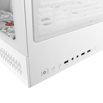  Корпус Ginzzu V590 RGB подсветка, контроллер CRC10, 4* 12RW6 Fan 12см RGB, закаленное стекло 1*USB 3.0,1*USB 2.0, AU Белый AT 