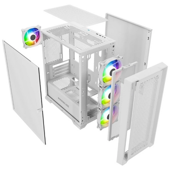  Корпус Powercase ByteFlow Micro White (CAMBFW-A4), Tempered Glass, 4х 120mm ARGB fans, ARGB HUB, белый, mATX 