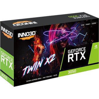  Видеокарта INNO3D RTX 3050 Twin X2 (N30502-06D6-1711VA60) /RTX3050, DP,HDMI,DVI, 6G,D6 
