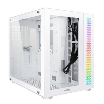  Корпус Ginzzu V560 RGB подсветка, закаленное стекло 1*USB 3.0,1*USB 2.0, AU Белый ATX 