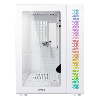  Корпус Ginzzu V560 RGB подсветка, закаленное стекло 1*USB 3.0,1*USB 2.0, AU Белый ATX 
