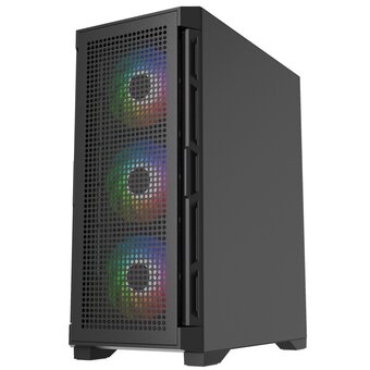  Корпус Powercase Ultimate Black (CUB-A4), Tempered Glass, 4x 120mm ARGB fans, ARGB HUB, чёрный, ATX 