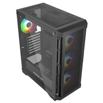 Корпус Powercase Ultimate Black (CUB-A4), Tempered Glass, 4x 120mm ARGB fans, ARGB HUB, чёрный, ATX 