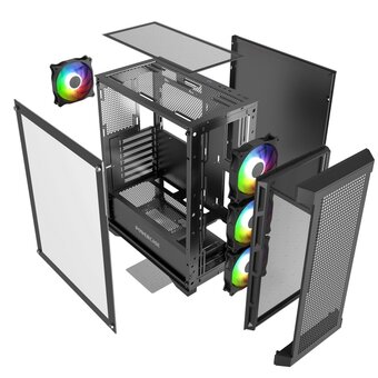  Корпус Powercase Ultimate Black (CUB-A4), Tempered Glass, 4x 120mm ARGB fans, ARGB HUB, чёрный, ATX 