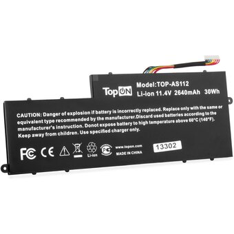  Батарея для ноутбука TopON TOP-AS112 11.4V 2640mAh литиево-ионная Acer Aspire V5-122P, V5-132, V5-132P, E3-112 (103184) 