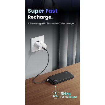  Внешний аккумулятор UGREEN PB311 (25742) 10000mAh Mini Quick Charging 20W Power Bank Black 
