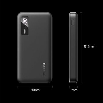 Внешний аккумулятор UGREEN PB311 (25742) 10000mAh Mini Quick Charging 20W Power Bank Black 
