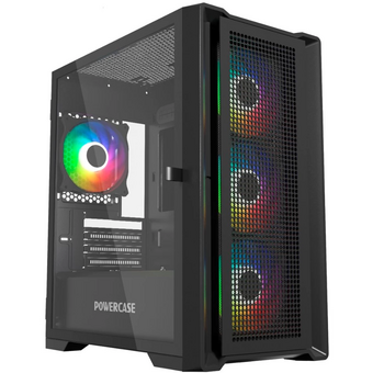  Корпус Powercase Alisio Micro X4B V2 (CAMCXB-A4), Tempered Glass, 4х 120mm ARGB fans, ARGB HUB, чёрный, mATX 