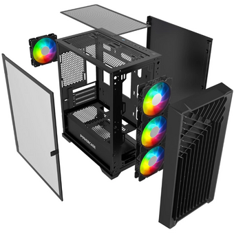  Корпус Powercase Mistral Micro X4B (CMMXB-L4), Tempered Glass, 4х 120mm 5-color fan, чёрный, mATX 