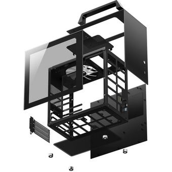  Корпус Jonsbo T8 Plus Black без БП, боковые панели из закаленного стекла, mini-ITX, черный 