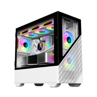  Корпус 1STPLAYER DK D7 White (D7-WH-3F1-W) / mATX / 3x120mm LED fans 
