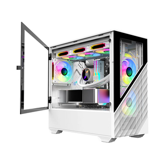  Корпус 1STPLAYER DK D7 White (D7-WH-3F1-W) / mATX / 3x120mm LED fans 