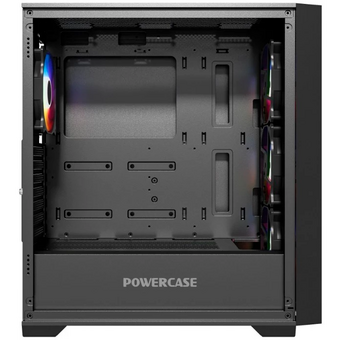  Корпус Powercase ByteFlow Black (CBFB-A4), Tempered Glass, 4x 120mm ARGB fans, ARGB HUB, чёрный, ATX 