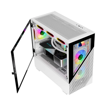  Корпус 1STPLAYER DK D7 White (D7-WH-3F1-W) / mATX / 3x120mm LED fans 