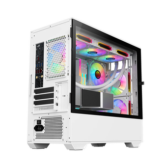  Корпус 1STPLAYER DK D7 White (D7-WH-3F1-W) / mATX / 3x120mm LED fans 