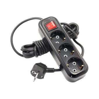  Сетевой удлинитель LUX У3-ЕВК-03 3-местный с з/к (250В/16а/3м) Черный 