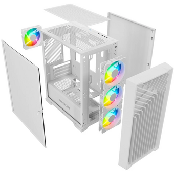  Корпус Powercase Mistral Micro X4W (CMMXW-L4), Tempered Glass, 4х 120mm 5-color fan, белый, mATX 