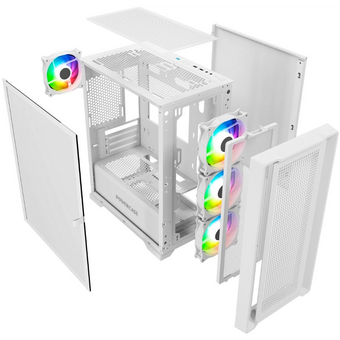  Корпус Powercase Alisio Micro X4W V2 (CAMCXW-A4), Tempered Glass, 4х 120mm ARGB fans, ARGB HUB, белый, mATX 