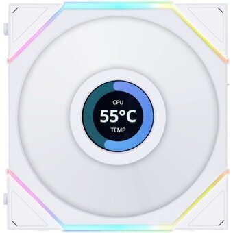  Комплект вентиляторов (3шт.) Lian Li Uni Fan TL LCD 120 Reverse White /12RTLLCD3W/ (G99.12RTLLCD3W.R0) 120x125x28мм (1.6” LCD, 200-1900об/мин, 31dBa) 