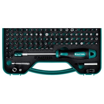  Отвертка-битодержатель KRAFTOOL X-drive-122 (26816) с насадками 122 шт. 