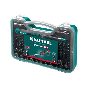  Отвертка-битодержатель KRAFTOOL X-drive-122 (26816) с насадками 122 шт. 