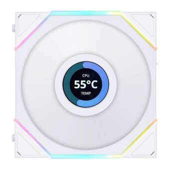  Комплект вентиляторов (3шт.) Lian Li Uni Fan TL LCD 120 White /12TLLCD3W/ (G99.12TLLCD3W.R0) 120x125x28мм (1.6” LCD, 200-1900 об/мин, 27dBa) 