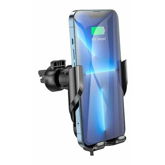  Автодержатель HOCO CA202 Plus Enlightener infrared induction wireless charging черный, металик, серый 