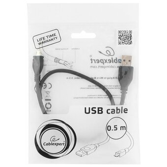  Кабель Gembird/Cablexpert CCP-mUSB2-AMBM-0.5M USB 2.0 Pro AM/microBM 5P 0.5м черный 