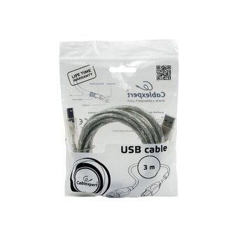  Кабель Cablexpert CCF-USB2-AMBM-TR-10 USB 2.0 Pro, AM/BM, 3м, экран, 2 феррит.кольца, прозрачный 