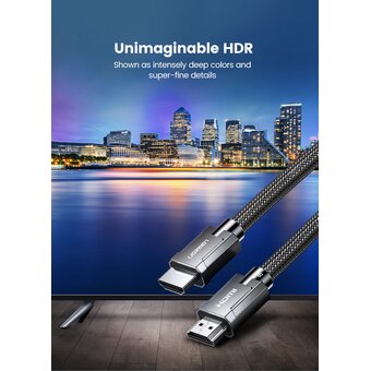  Кабель UGREEN HD135 70321 8K HDMI 2.1 Male To Male Cable 2m Gray 