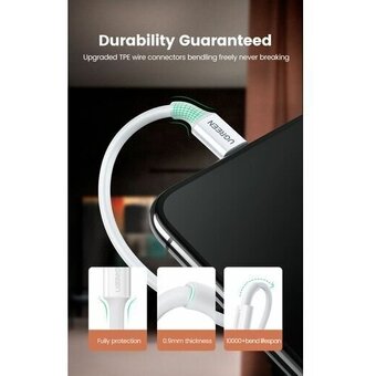  Кабель UGREEN US155 80313 USB-A Male to Lightning Male Cable Nickel Plating ABS Shell 0.5m White 