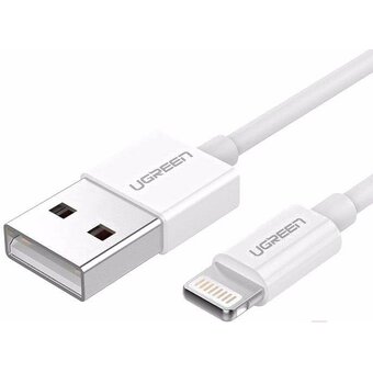  Кабель UGREEN US155 80313 USB-A Male to Lightning Male Cable Nickel Plating ABS Shell 0.5m White 