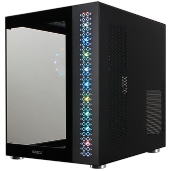  Корпус Ginzzu V520 RGB подсветка, закаленное стекло 1*USB 3.0,1*USB 2.0, AU ATX 