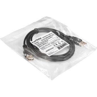  Удлинитель Exegate EX294762RUS USB 2.0 EX-CCFUSB2-AMAF-2.0F (Am/Af, позолоченные контакты, ферритовые кольца, 2м) 
