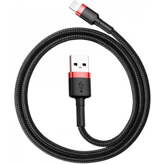  Дата-кабель Baseus Cafule (CALKLF-A19) USB For iP 2.4A 0.5m Red+Black 