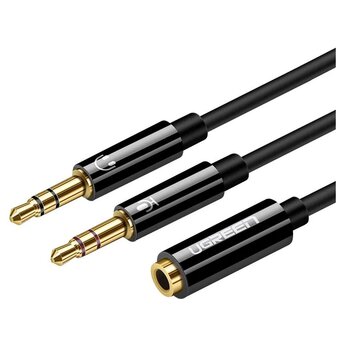  Кабель UGREEN AV140 20898 3.5mm Female to 2 Male Audio Cable ABS Case Black 